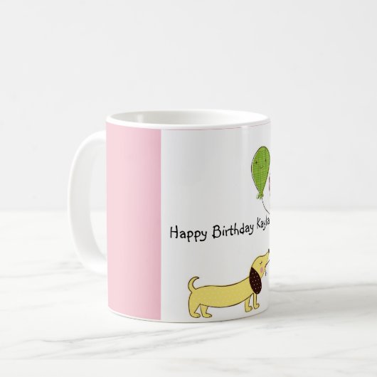 Dachshund Happy Birthday Gepersonaliseerd Mok (Voorkant links)