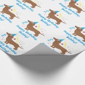 Dachshund Happy Birthday Name Cadeaupapier (Hoek)