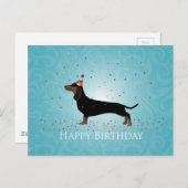 Dachshund Happy Birthday-ontwerp Briefkaart (Voorkant / Achterkant)