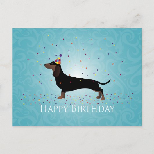 Dachshund Happy Birthday-ontwerp Briefkaart (Voorkant)