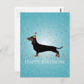 Dachshund Happy Birthday-ontwerp Briefkaart (Voorkant / Achterkant)