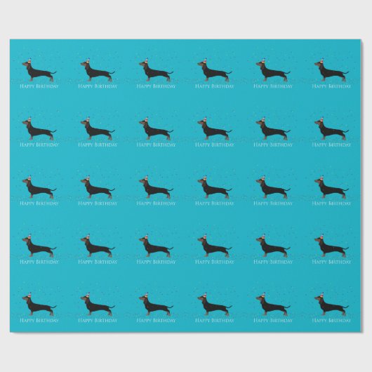 Dachshund Happy Birthday-ontwerp Cadeaupapier (Vlak)