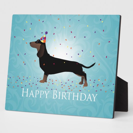 Dachshund Happy Birthday-ontwerp Fotoplaat (Zijkant)