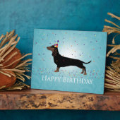 Dachshund Happy Birthday-ontwerp Fotoplaat (Zijkant)