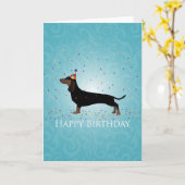 Dachshund Happy Birthday-ontwerp Kaart (Gele Bloem)