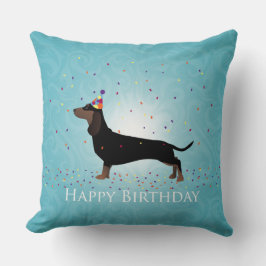 Dachshund Happy Birthday-ontwerp Kussen