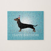 Dachshund Happy Birthday-ontwerp Legpuzzel (Horizontaal)