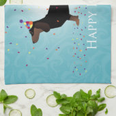 Dachshund Happy Birthday-ontwerp Theedoek (Gevouwen)