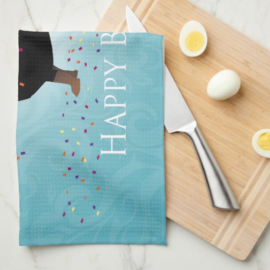 Dachshund Happy Birthday-ontwerp Theedoek (Quarter Fold)