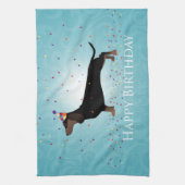 Dachshund Happy Birthday-ontwerp Theedoek (Verticaal)