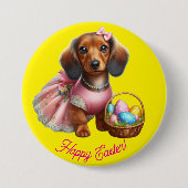 Dachshund Happy Easter Button (Voorkant)