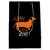Dachshund Happy Halloweenie! Black Halloween Medium Cadeauzakje (Achterkant)