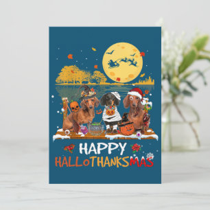 Dachshund Happy Hanksmas Halloween Thanksgiv Bedankkaart