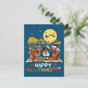 Dachshund Happy Hanksmas Halloween Thanksgiv Briefkaart