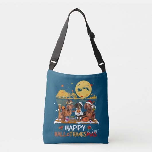 Dachshund Happy Hanksmas Halloween Thanksgiv Crossbody Tas (Voorkant)