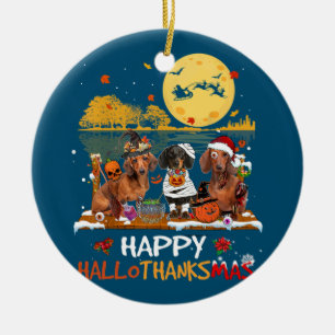 Dachshund Happy Hanksmas Halloween Thanksgiv Keramisch Ornament