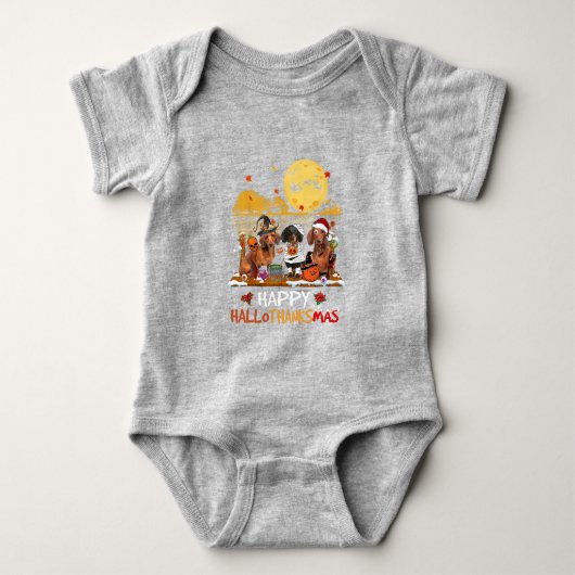 Dachshund Happy Hanksmas Halloween Thanksgiv Romper (Voorkant)