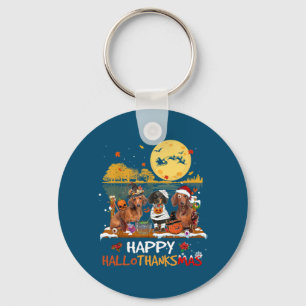 Dachshund Happy Hanksmas Halloween Thanksgiv Sleutelhanger