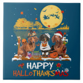 Dachshund Happy Hanksmas Halloween Thanksgiv Tegeltje (Voorkant)