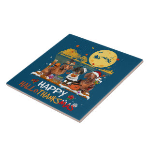Dachshund Happy Hanksmas Halloween Thanksgiv Tegeltje