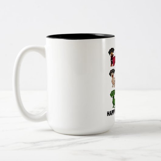 Dachshund Happy Hhalweiner Funny Dog Halloween Tweekleurige Koffiemok (Links)