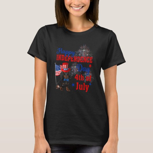 Dachshund Happy Independence Day 4th of July Ameri T-shirt (Voorkant)