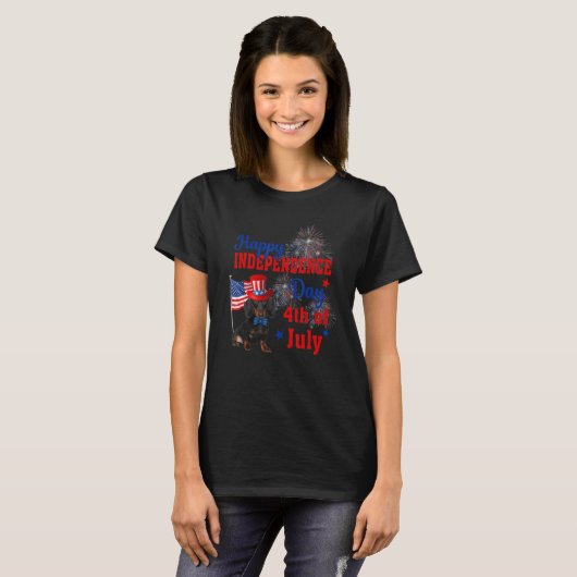 Dachshund Happy Independence Day 4th of July Ameri T-shirt (Voorkant volledig)