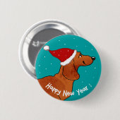 Dachshund Happy New Year hond Ronde Button 5,7 Cm (Voorkant /achterkant)