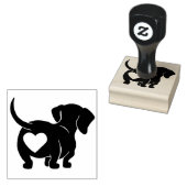 Dachshund Hart Onderkant Houten Stempel (Gestempeld)