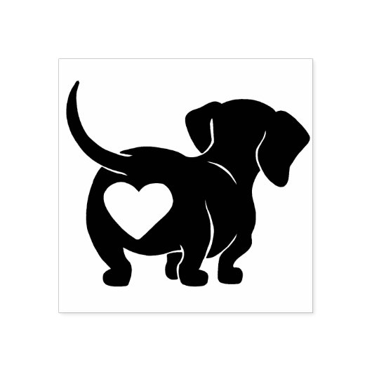 Dachshund Hart Onderkant Houten Stempel (Afrduk)