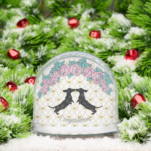 Dachshund Hartrozen Gefeliciteerd Sneeuwbol (Kerstmis)