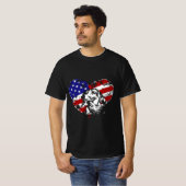 Dachshund Heart American Flag 4 juli Dog Love T-shirt (Voorkant volledig)
