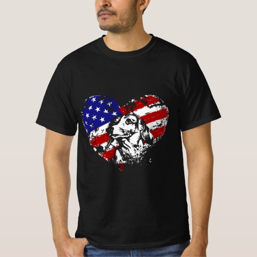 Dachshund Heart American Flag 4 juli Dog Love T-shirt (Voorkant)