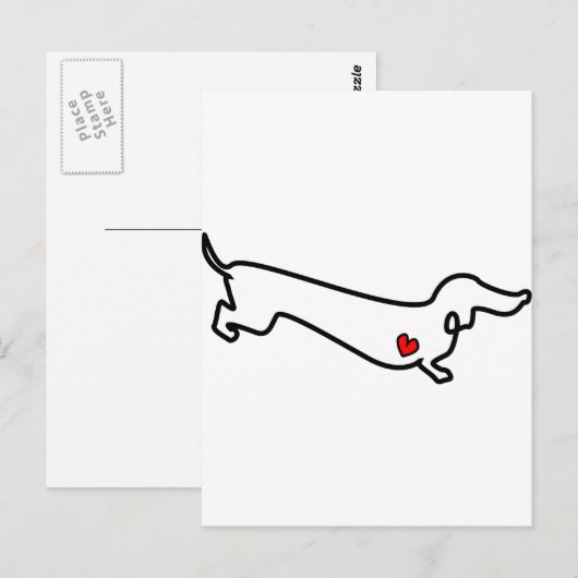 Dachshund Heart Briefkaart (Voorkant / Achterkant)