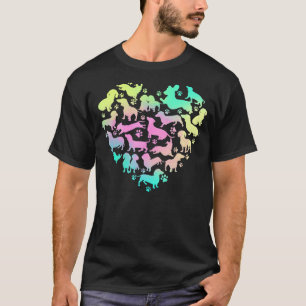 Dachshund Heart Colorful Doxie Sause Dogs Valent T-shirt