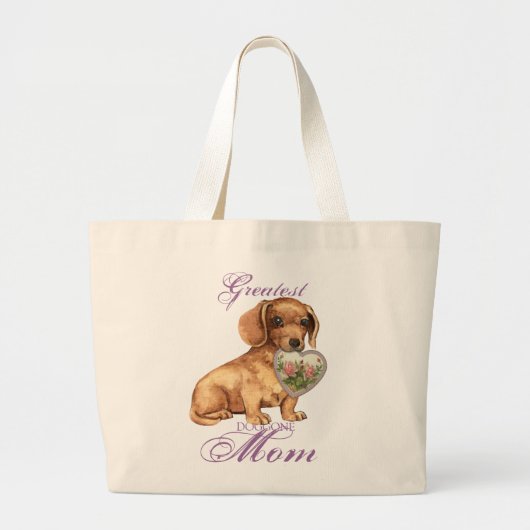 Dachshund Heart Mama Grote Tote Bag (Voorkant)