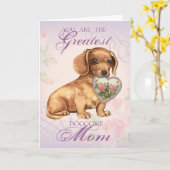 Dachshund Heart Mama Kaart (Gele Bloem)