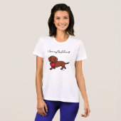 Dachshund Heart Valentijn Cartoon Tshirt (Voorkant volledig)