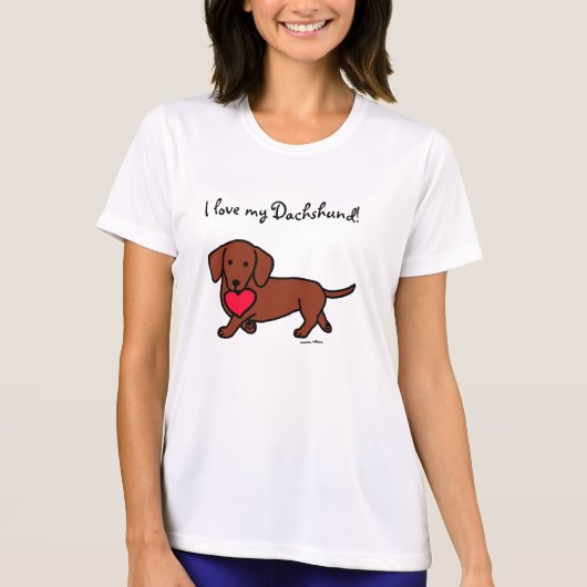 Dachshund Heart Valentijn Cartoon Tshirt (Voorkant)