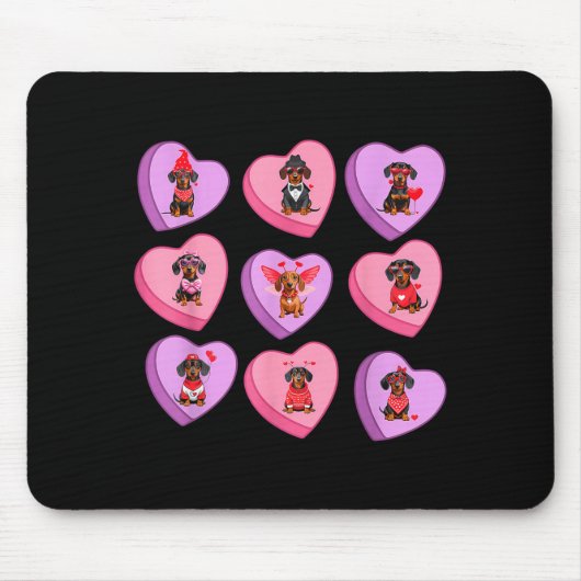 Dachshund Hearts Candy Valentines Weiner Dog Pet L Muismat (Voorkant)