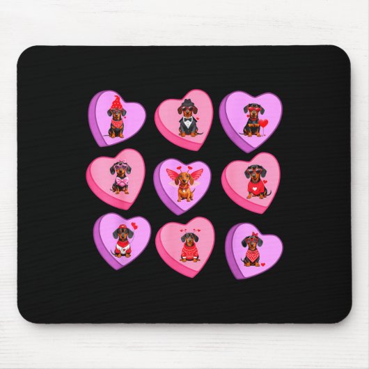 Dachshund Hearts Candy Valentines Weiner Dog Pet L Muismat (Voorkant)