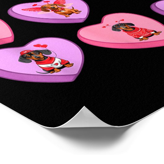 Dachshund Hearts Candy Valentines Weiner Dog Pet L Poster (Hoek)