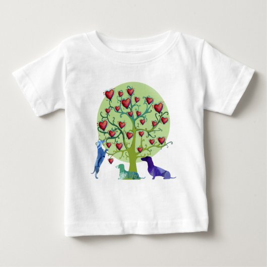 Dachshund Hearts Garden Art Fine Jersey T-shirt (Voorkant)