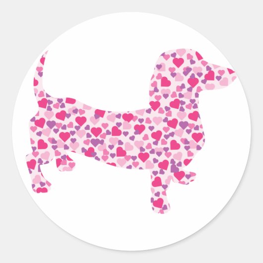 Dachshund Hearts Ronde Sticker (Voorkant)