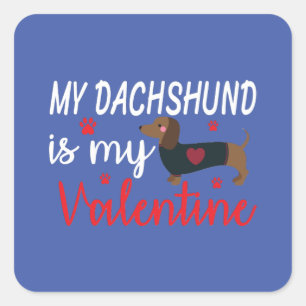 Dachshund Hearts Valentijnsdag Funny Dog Valentin Vierkante Sticker