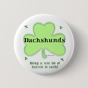 Dachshund Heaven; St. Patrick's Day Dachshund Ronde Button 5,7 Cm