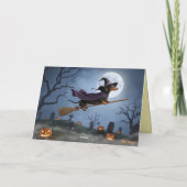 Dachshund Heks Halloween Kaart (Achterkant)