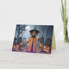 Dachshund Heks Halloween Kaart