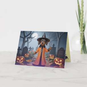 Dachshund Heks Halloween Kaart