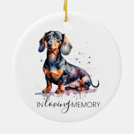 Dachshund-herdenkingswaterverf kerst keramisch ornament